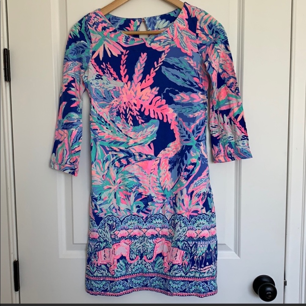 NWT NEVER WORN Lilly Pulitzer Bay Dress XXS Sunset Safari Engineered